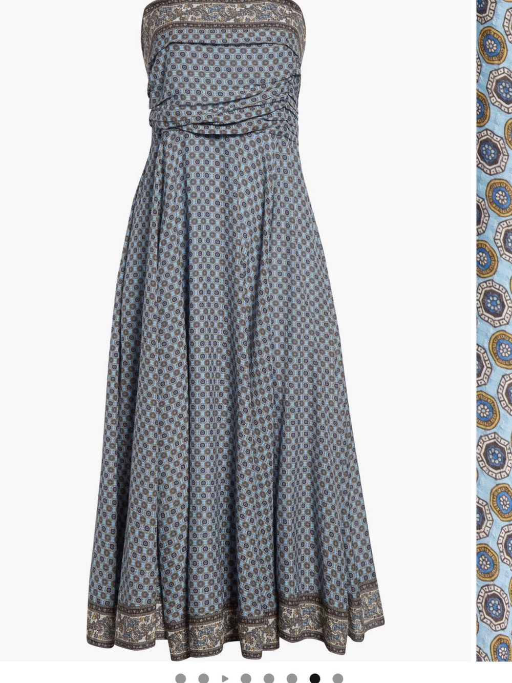 Veronica Beard Lana Ruched Medallion & Paisley Scarf Print Midi Dress Blue Jay